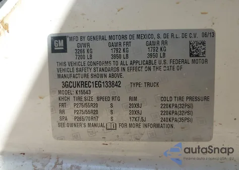 2014 Chevrolet Silverado 1500 1Lt from USA, damaged, VIN 3GCUKREC1EG133842